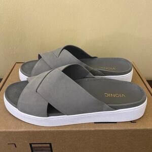 Vionic Splendid Lou Criss Cross Nubuck Slide Sandals